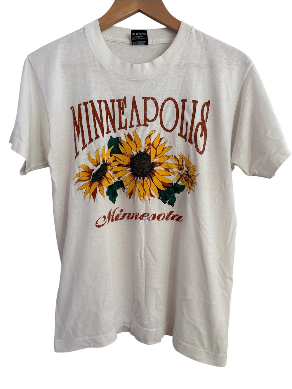 Minneapolis Minnesota Vintage Sunflower Graphic Tee - White size medium